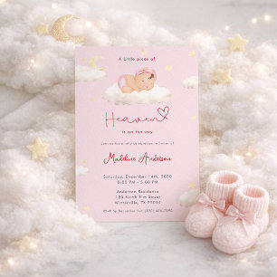 En liten himmelbit Moln Babyflicka Babyshower Inbjudningar
