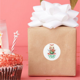 En liten himmelsk bit Baby Shower-present Runt Klistermärke