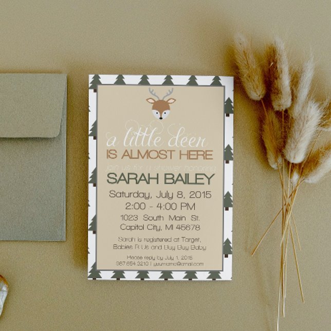En liten Hjort är nästan här, babyskor Inbjudan (Skapare uppladdad)