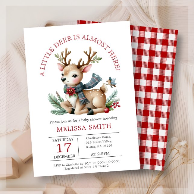 En liten Hjort julpryderbabyskal Inbjudningar (Skapare uppladdad)