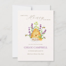 EN LITEN HONUNG ÄR PÅ SÄTTET PÅ Baby Shower Inbjudningar