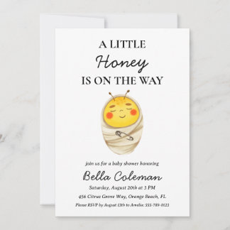 En liten honung är på väg att duscha barn inbjudningar