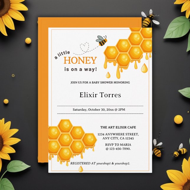 En liten honung är på väg att visa sig vara honeyc inbjudningar (Skapare uppladdad)