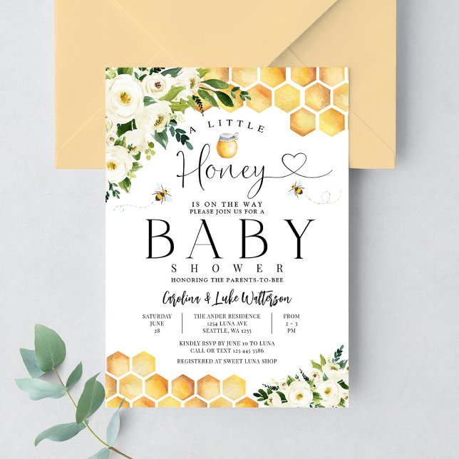 En liten honung honungsbi baby shower inbjudningar (Skapare uppladdad)