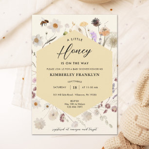 En liten honung Kön Neutral Baby Bee Baby Shower Inbjudningar