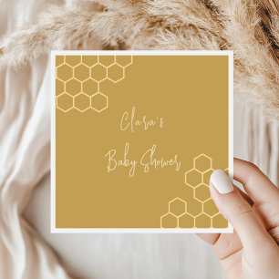 En liten honung, minimal Golden Beige Baby Shower Pappersservett