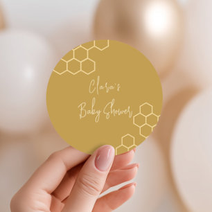 En liten honung, minimal Golden Beige Baby Shower Runt Klistermärke