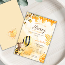 En liten honung på väg Bee Bear Blommig Babyfirand