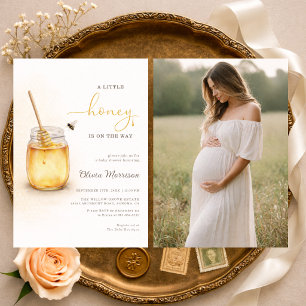 En liten honung på väg Foto Baby Shower Inbjudningar