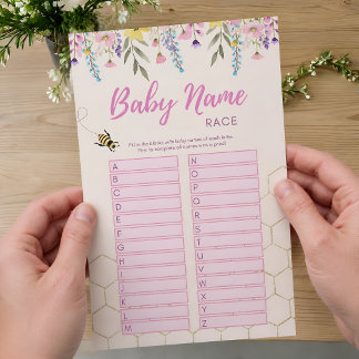 En liten honung rosa bin baby namntävling dusch sp flygblad