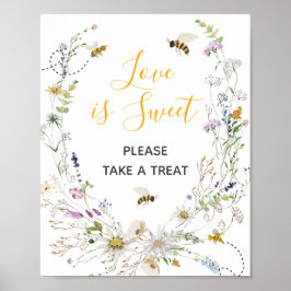 En liten honungsbee Baby Shower Kärlek är Sweet Poster