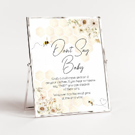 En liten honungsbee Baby Shower säger inte Baby Poster