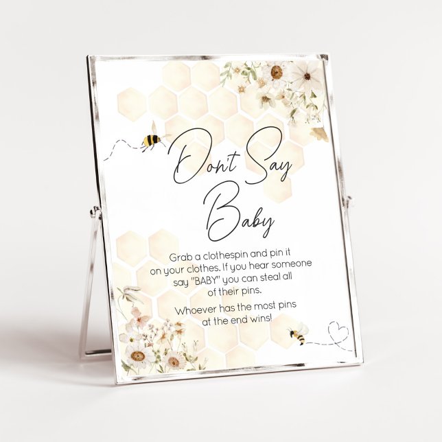 En liten honungsbee Baby Shower säger inte Baby Poster (As Sweet as can Bee Baby Shower Don't Say Baby Sign)