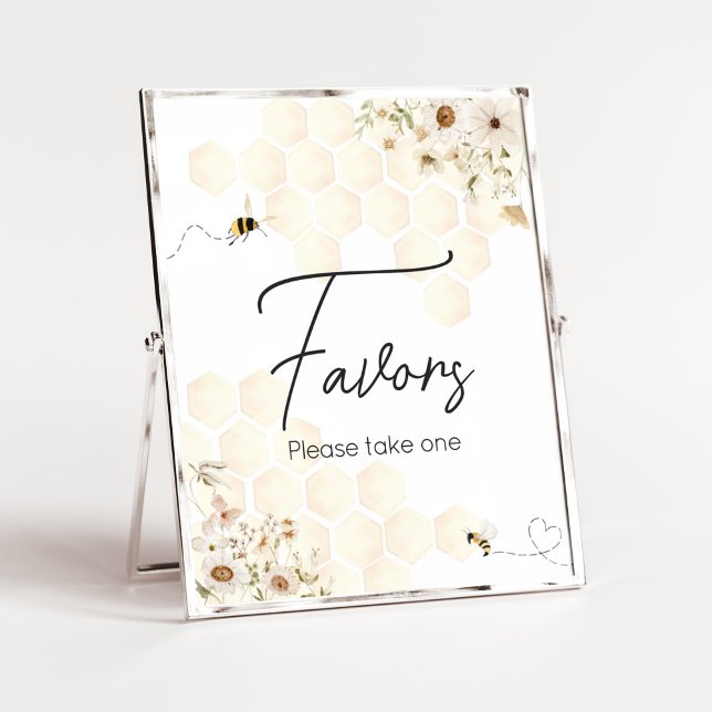 En liten honungsbee-babyskor-favoriter poster (As Sweet as can Bee Baby Shower Favors Sign)