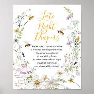 En liten honungsbee WildBlate Late Nattblöjor Poster