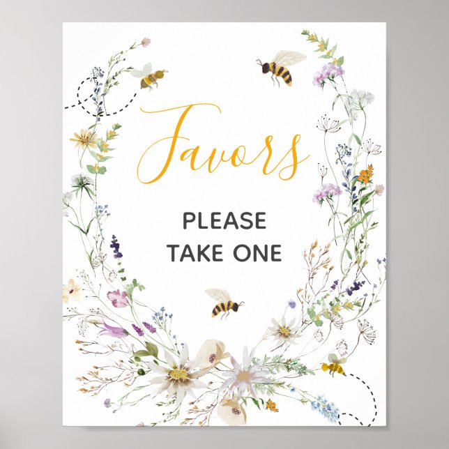 En liten honungsbee Wildbloms babykläder favoriter Poster (Framsidan)