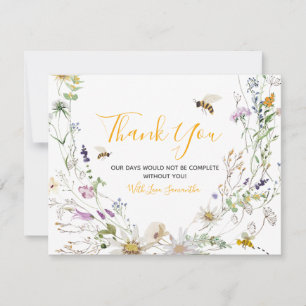En liten honungsBee Wildblomskuva Tack Kort