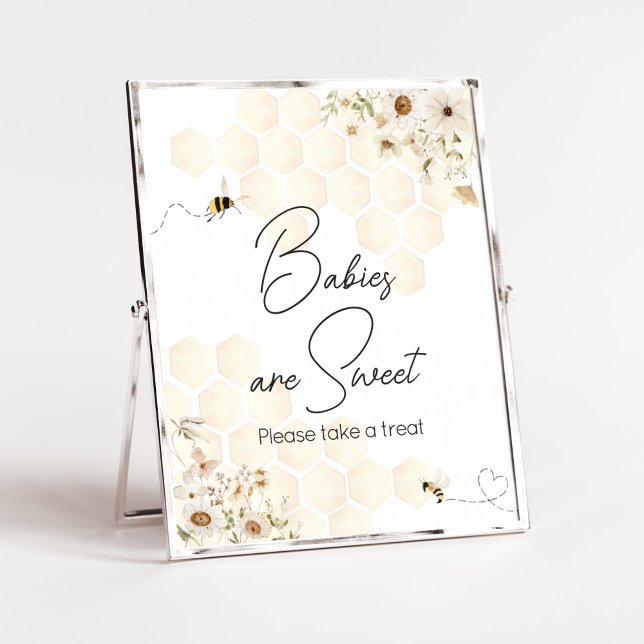 En liten honungsbi Babyskor Spädbarn är sötad Poster (As Sweet as can Bee Baby Shower Babies are Sweet Sign)