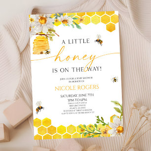 En liten honungsbi Beehive Blommigt Baby Shower Inbjudningar
