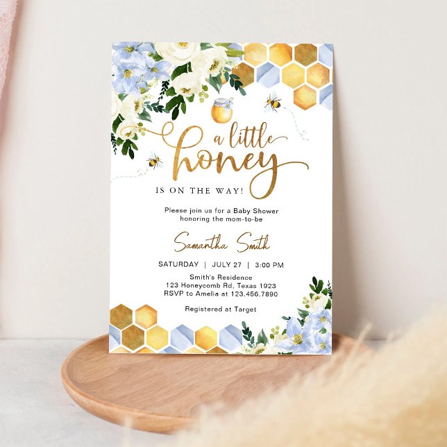 En liten honungsbi blommande baby shower inbjudan (Skapare uppladdad)