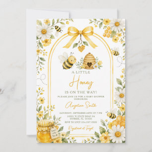 En liten honungsbi gul båge baby shower tusensköno inbjudningar