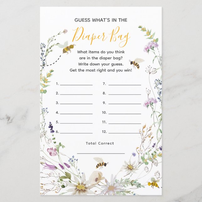 En liten honungsbi vildblomma Vad finns i blöjbage (Framsida)