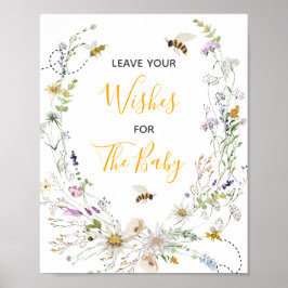 En liten honungsbi Wildblomma Lämnar Önskemål Poster