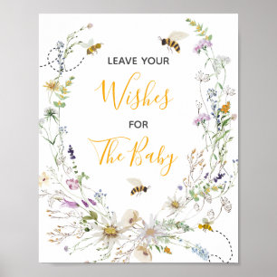 En liten honungsbi Wildblomma Lämnar Önskemål Poster