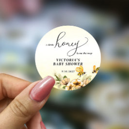En liten honungsbin Baby Shower Runt Klistermärke