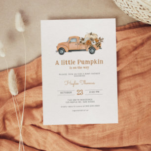 En liten höstbetonad Baby Shower med pumpa i boho- Inbjudningar