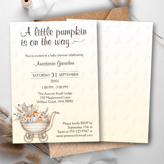 En liten inbjudan till babybabybabybabyskor (A Little Pumpkin Is On The Way Baby Shower Invitation)