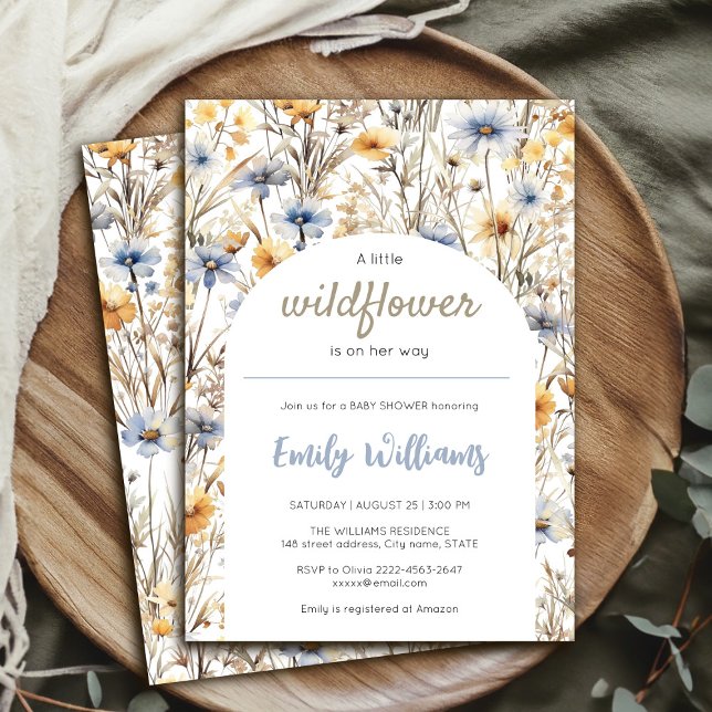 En liten inbjudan till babydusch för en liten vild (A little wildflower is on the way baby shower invitation )