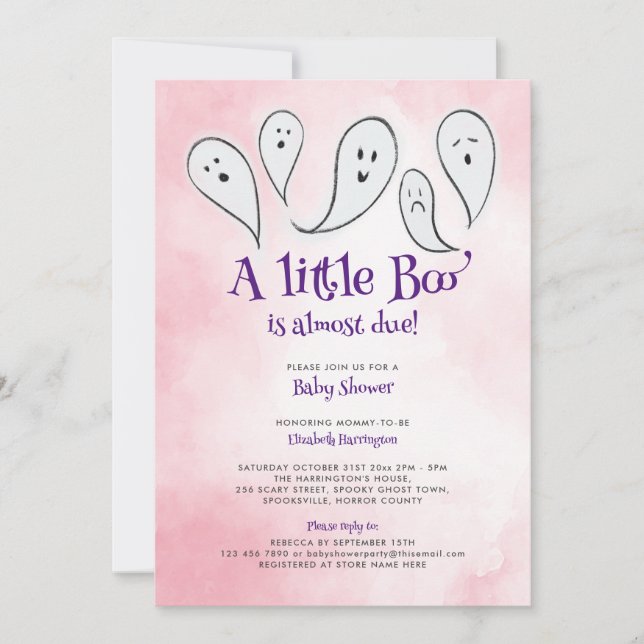 En liten inbjudan till Boo Rosa Baby Shower (Framsida)