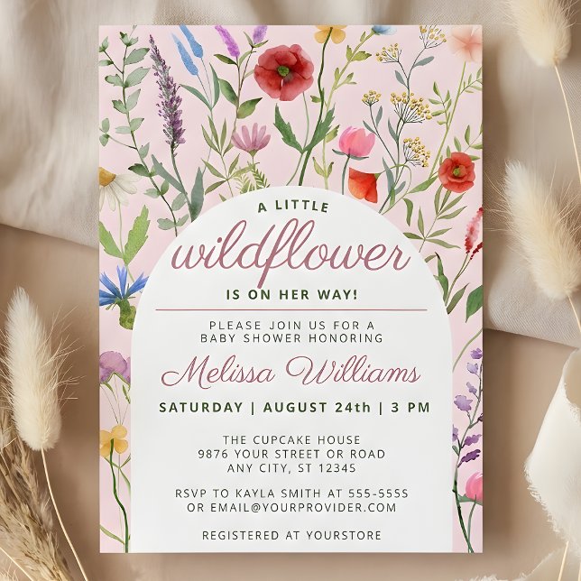 En liten inbjudan till Wildblomma Baby Shower (A Little Wildflower Girl Baby Shower Invitation)