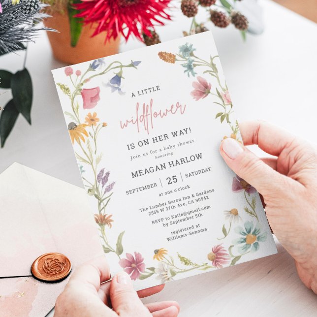 En liten inbjudan till Wildblomma Baby Shower Girl (Skapare uppladdad)