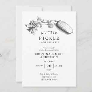 En liten inlagd gurka Könsneutrala baby shower-inb Inbjudningar