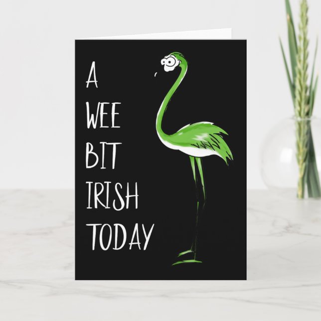 En liten irländsk flamingo på St. Patricks dag sha Kort (Framsida)