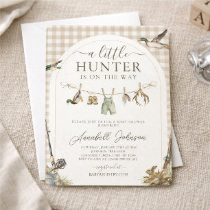 En liten jägare är på väg Baby Shower  Inbjudningar