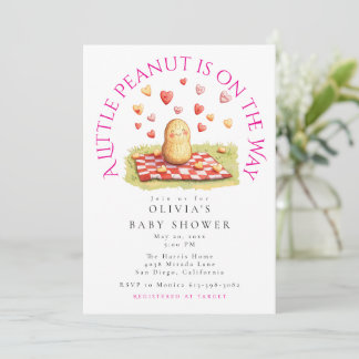En liten jordnöt är på väg Baby Shower Inbjudningar