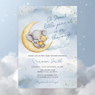 En liten jordnöt är på väg Elefant Baby Shower Inbjudningar
