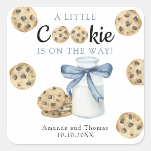 En liten kaka är på väg Baby shower Fyrkantigt Klistermärke