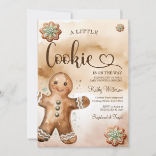 En liten kaka Gingertea Watercolor Baby Shower Inbjudningar