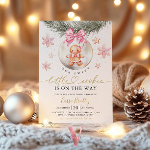 En liten kakor glänsande gingerbread baby shower inbjudningar