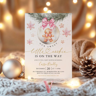 En liten kakor glänsande gingerbread baby shower inbjudningar