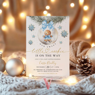 En liten kakor glänsande gingerbread baby shower inbjudningar