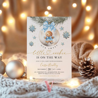 En liten kakor glänsande gingerbread baby shower inbjudningar