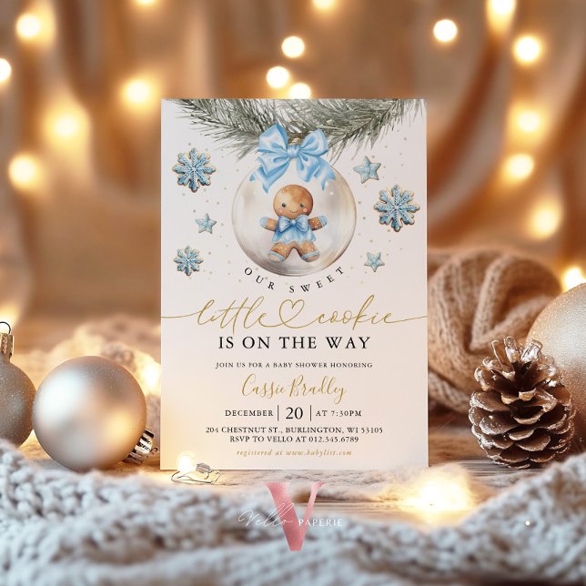 En liten kakor glänsande gingerbread baby shower  inbjudningar (Skapare uppladdad)