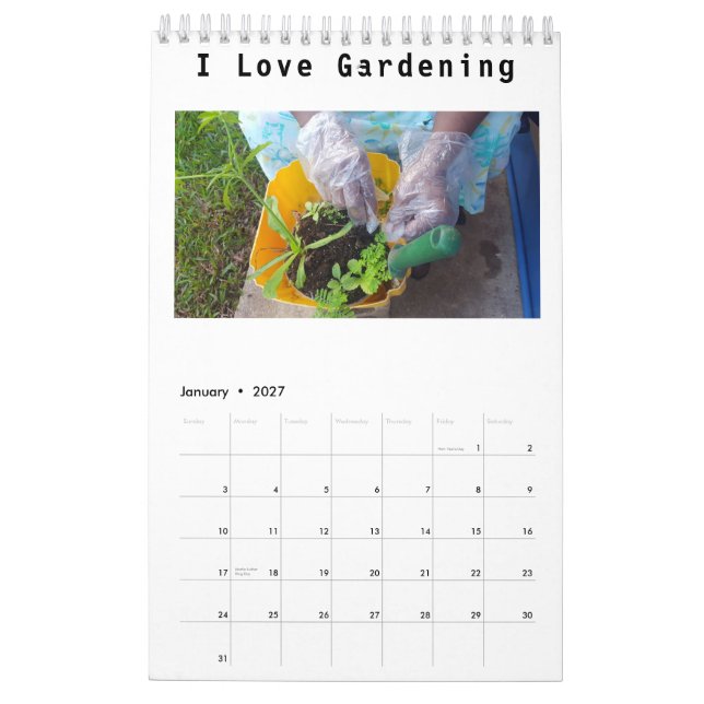 En liten kalender, vit kalender (Jan 2027)
