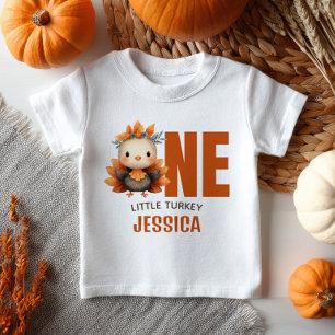 En liten kalkon Thanksgiving 1-årsdag namn T Shirt