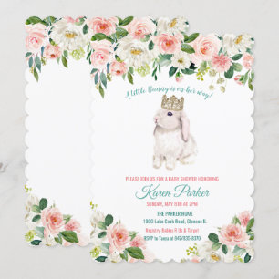 En liten kanin akvarell baby shower inbjudan